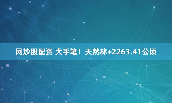 网炒股配资 大手笔！天然林+2263.41公顷